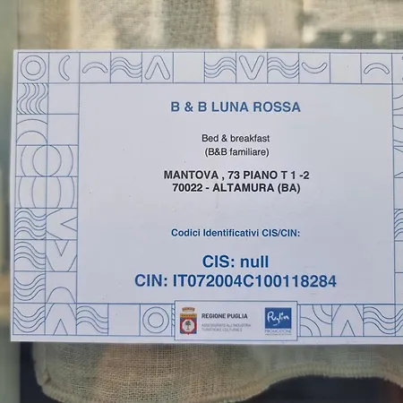 לינה וארוחת בוקר Luna Rossa אלטאמורה